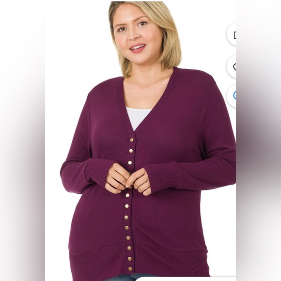 Plus size Zenana Women's burgundy  Cardigan Sweater size 2X. - Picture 1 of 8